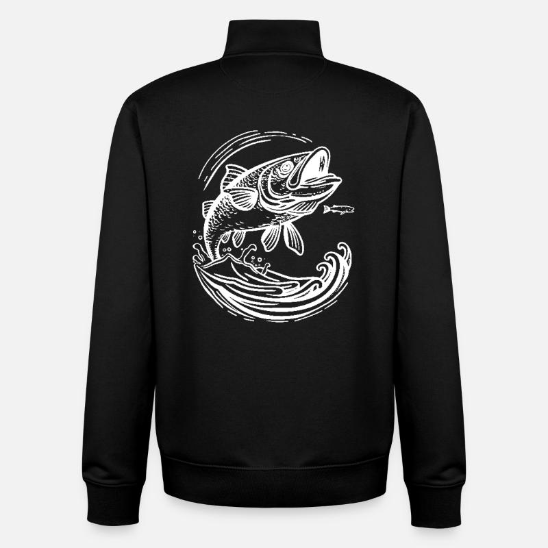 Fischen Cartoon Stil - Unisex Organic Zip Sweatshirt von Stanley/Stella - Schwarz