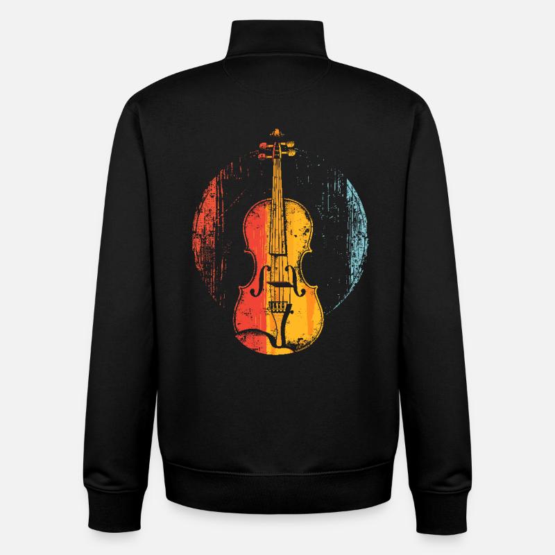 Violin Comic Style - Unisex Organic Zip Sweatshirt by Stanley/Stella - black