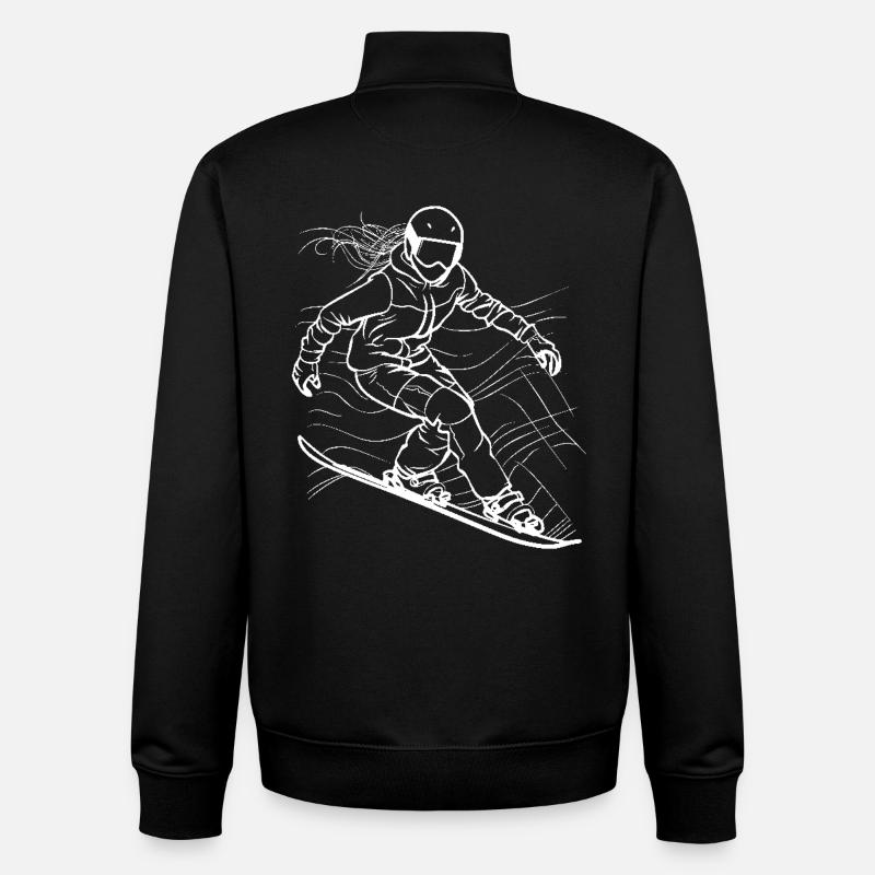 Planche à neige féminine - Sweat zippé unisexe en coton bio Stanley/Stella - noir