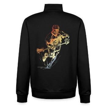 Vintage Lacrosse Player - Unisex Organic Zip Sweatshirt by Stanley/Stella - black - Back - AI Model Male 185 light (185cm)