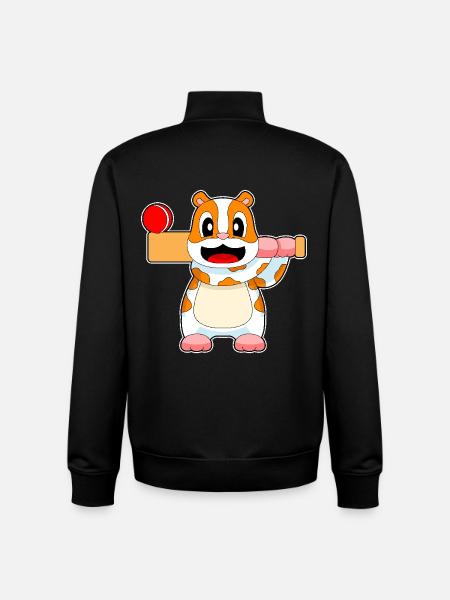 Hamster Cricket Cricket Bat - Unisex Organic Zip Sweatshirt by Stanley/Stella - black