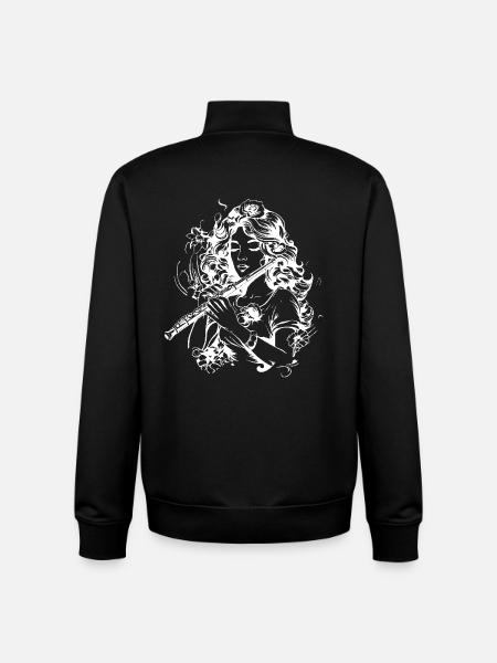 Flûte Fille Dessin - Sweat zippé unisexe en coton bio Stanley/Stella - noir