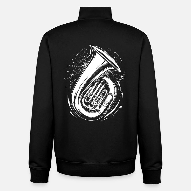 Croquis de tuba - Sweat zippé unisexe en coton bio Stanley/Stella - noir