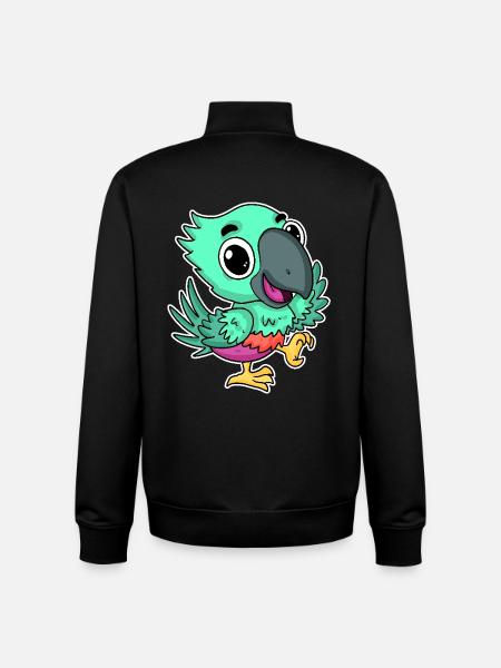 Perroquet mignon mignon - Sweat zippé unisexe en coton bio Stanley/Stella - noir