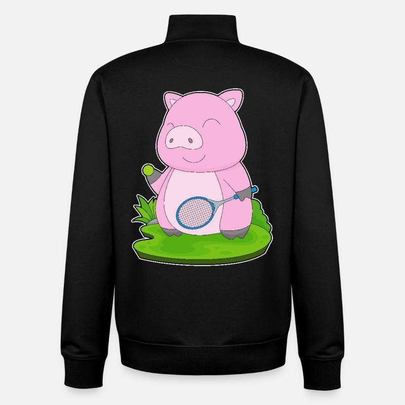 Raquette de tennis Pig - Sweat zippé unisexe en coton bio Stanley/Stella - noir