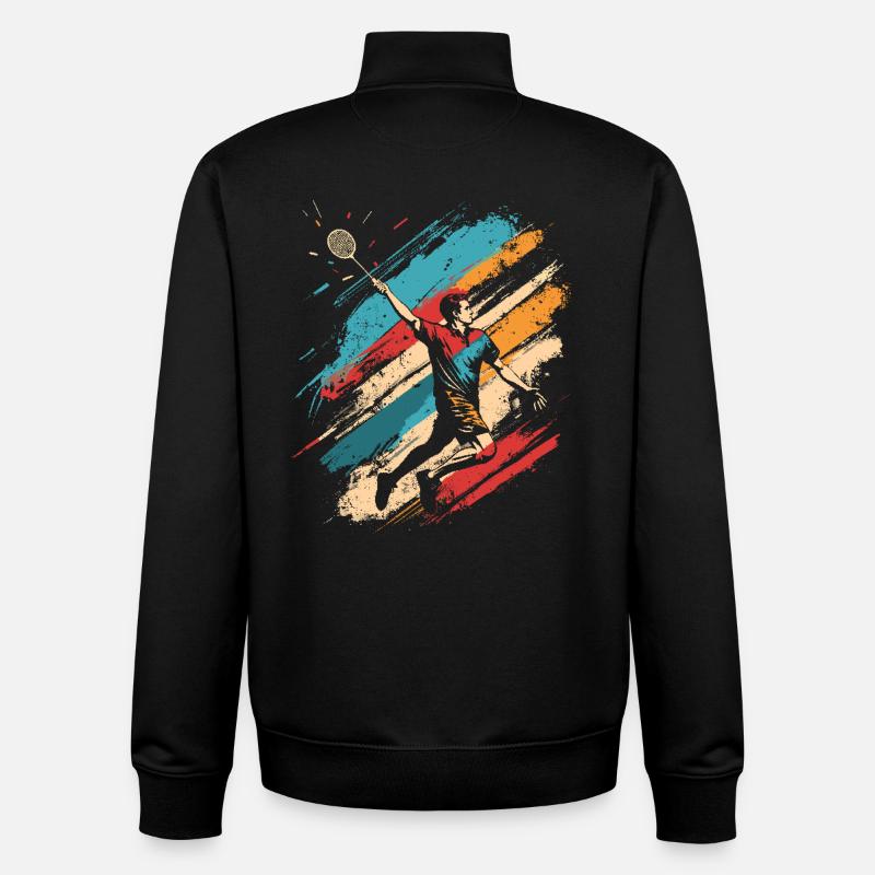 Retro Badminton - Unisex Organic Zip Sweatshirt by Stanley/Stella - black