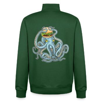 Octopus Cheeseburger - Unisex Organic Zip Sweatshirt by Stanley/Stella - bottle green - Back - AI Model Male 185 dark (185cm)