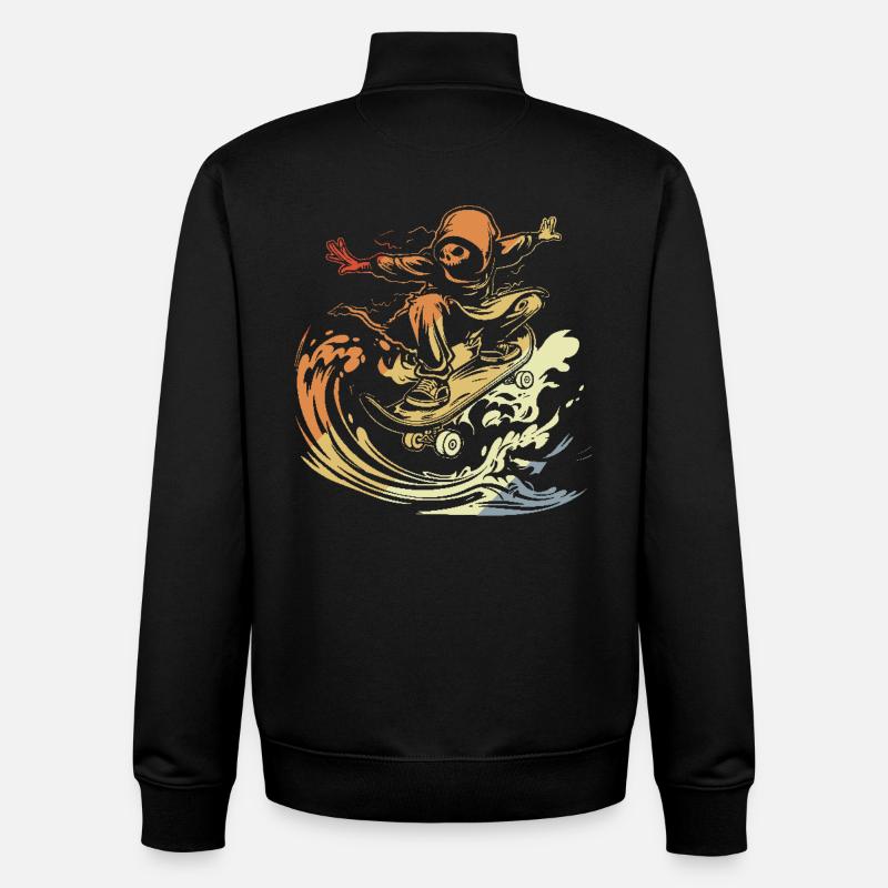 Skateboarding Comic Look - Unisex Organic Zip Sweatshirt by Stanley/Stella - black