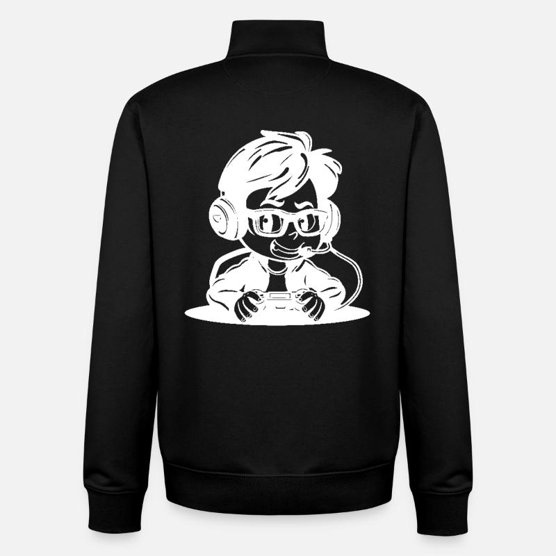 Video Game Lover Sketch - Unisex Organic Zip Sweatshirt by Stanley/Stella - black