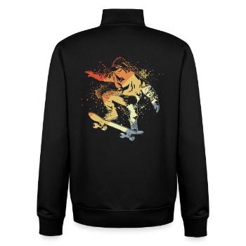 Skater Sketch Retro Style - Unisex Organic Zip Sweatshirt by Stanley/Stella - black - Back - AI Model Male 185 light (185cm)