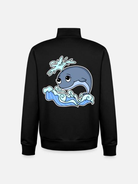 Whale Animal Ocean Graphic - Unisex Organic Zip Sweatshirt by Stanley/Stella - black