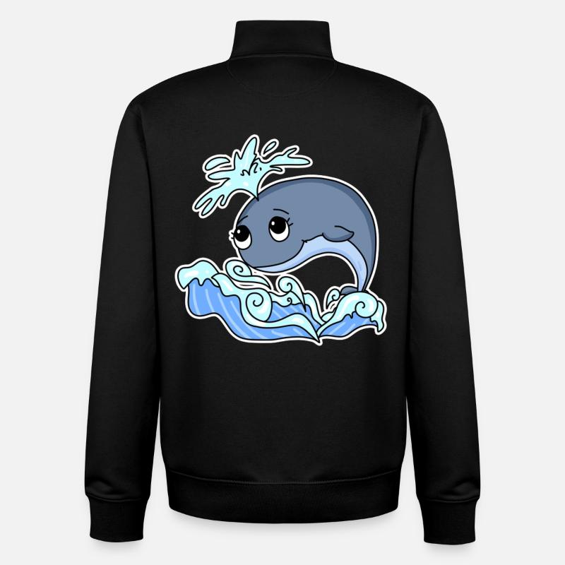 Baleine Animal Océan Graphique - Sweat zippé unisexe en coton bio Stanley/Stella - noir