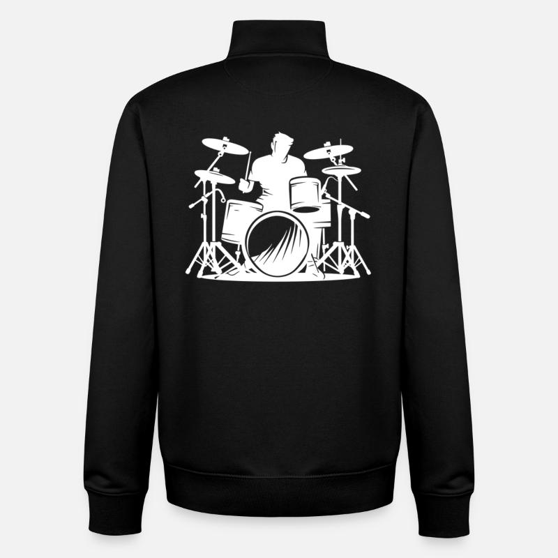 Croquis du batteur - Sweat zippé unisexe en coton bio Stanley/Stella - noir