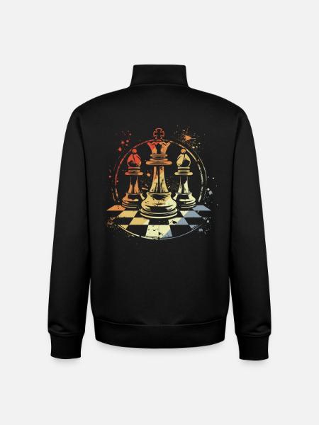 Pièces d’échecs rétro - Sweat zippé unisexe en coton bio Stanley/Stella - noir