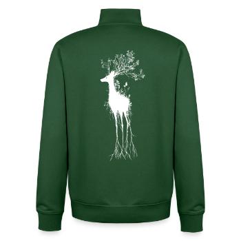 Überwucherte Wurzeln Hirsch Gothic Dark Fantasy Natur - Unisex Organic Zip Sweatshirt von Stanley/Stella - Flaschengrün - Hinten - AI Model Male 185 dark (185cm)