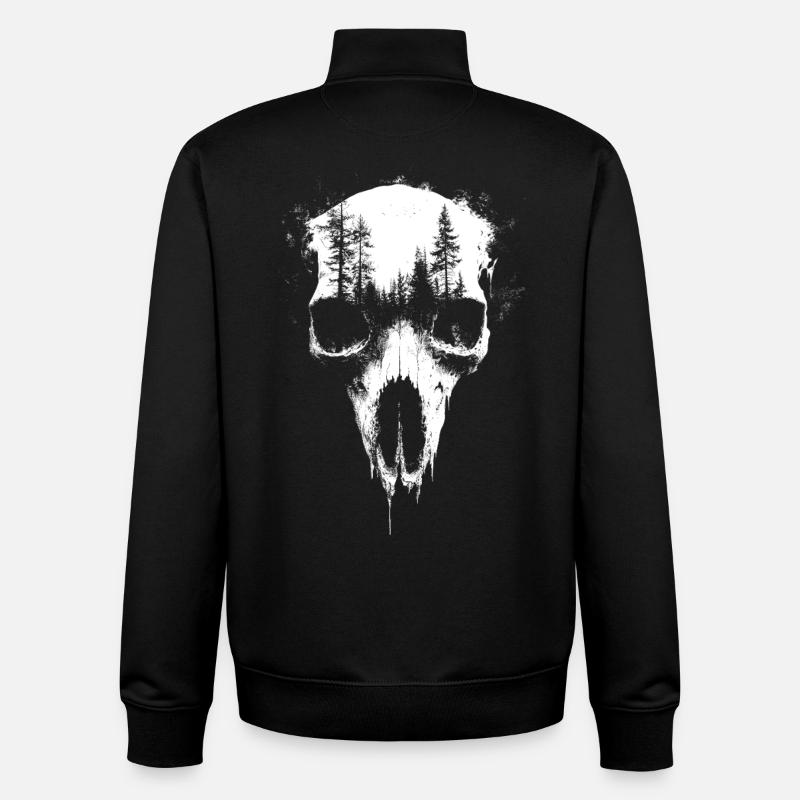 Deer Skull Forest Exposure Gothic Surreal Graphic - Unisex Organic Zip Sweatshirt by Stanley/Stella - black