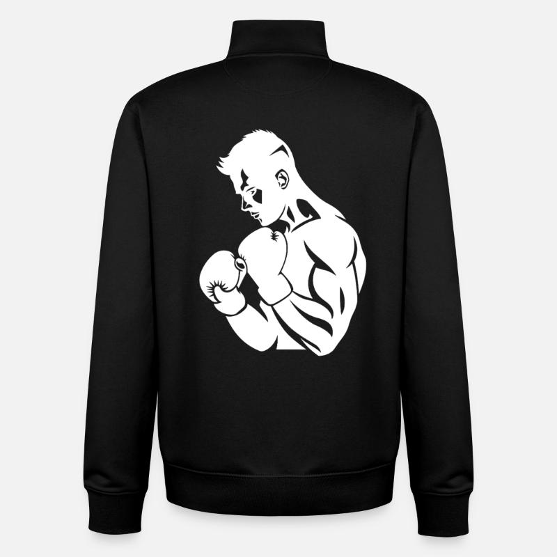 Boxer Zeichnung - Unisex Organic Zip Sweatshirt von Stanley/Stella - Schwarz