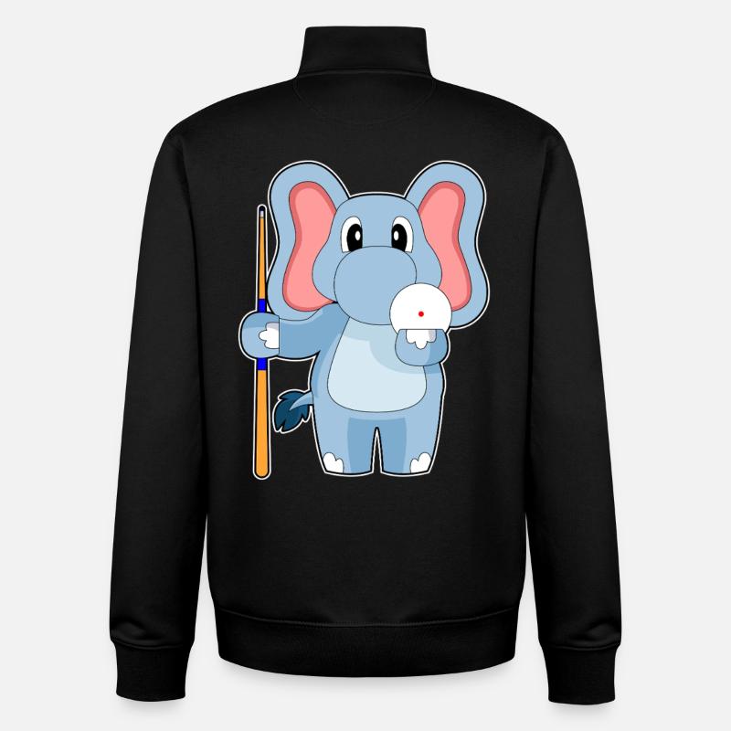 Elephant Billiard Cue - Unisex Organic Zip Sweatshirt by Stanley/Stella - black