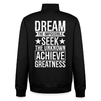 Träume das Unmögliche, suche das Unbekannte, erreiche - Unisex Organic Zip Sweatshirt von Stanley/Stella - Schwarz - Hinten - AI Model Male 185 light (185cm)