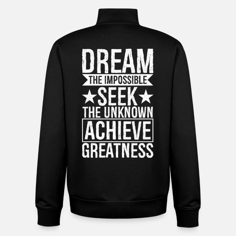 rêver l’Impossible, chercher l’inconnu, réaliser - Sweat zippé unisexe en coton bio Stanley/Stella - noir