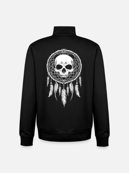 Skull Dreamcatcher Gothic Boho Skull Tribal - Unisex Organic Zip Sweatshirt by Stanley/Stella - black