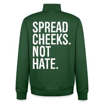 spread cheeks not hate - Unisex Organic Zip Sweatshirt von Stanley/Stella - Flaschengrün - Hinten - AI Model Male 185 dark (185cm)