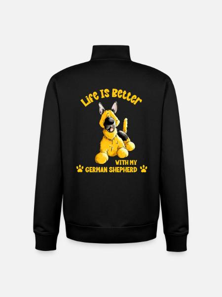 German Shepherd Saying - Unisex Organic Zip Sweatshirt by Stanley/Stella - black