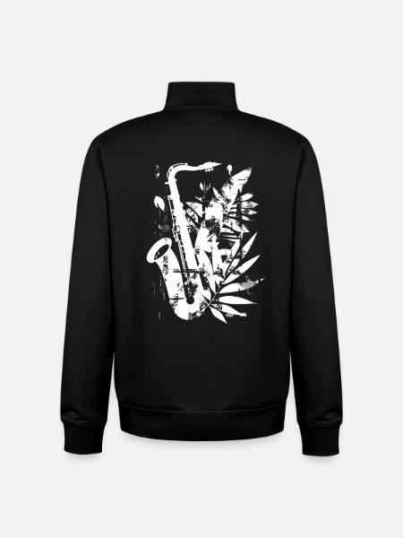 Saxophone Cartoon Style - Unisex Organic Zip Sweatshirt by Stanley/Stella - black