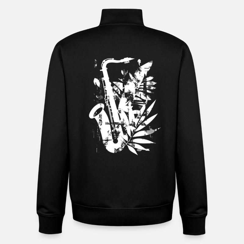 Saxophone Cartoon Style - Sweat zippé unisexe en coton bio Stanley/Stella - noir