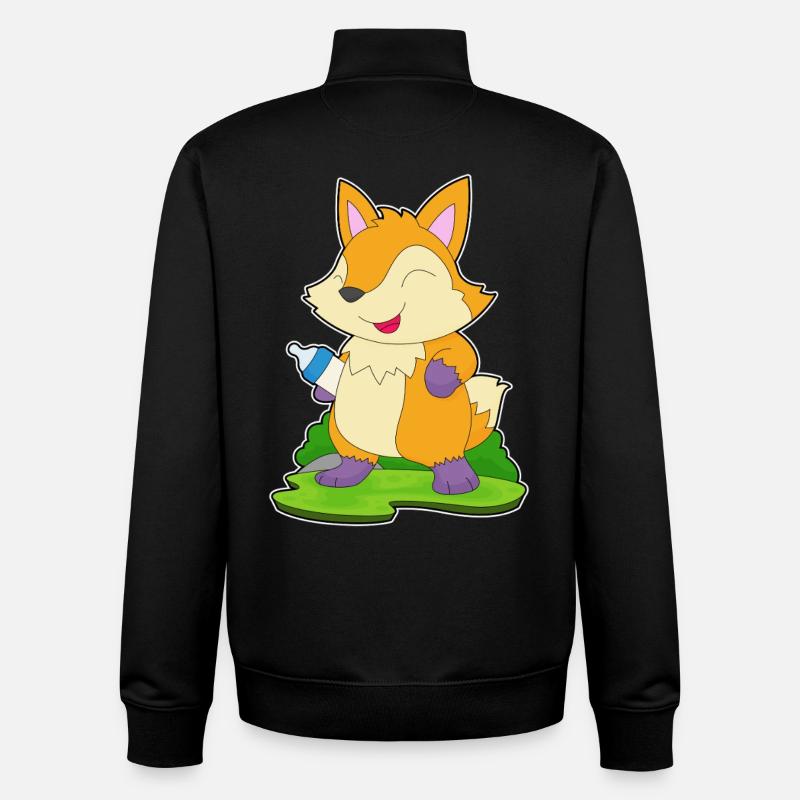Fox Lait Biberon - Sweat zippé unisexe en coton bio Stanley/Stella - noir