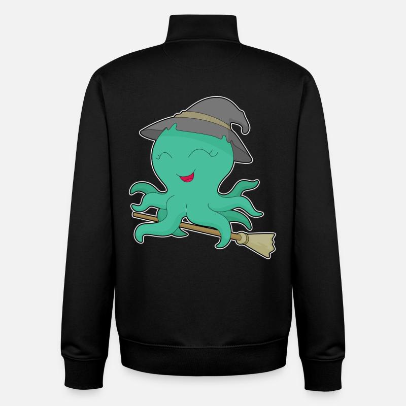 Octopus Witch Broom - Unisex Organic Zip Sweatshirt by Stanley/Stella - black