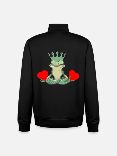 Valentine Frog Frogs Heart Toad King - Unisex Organic Zip Sweatshirt by Stanley/Stella - black