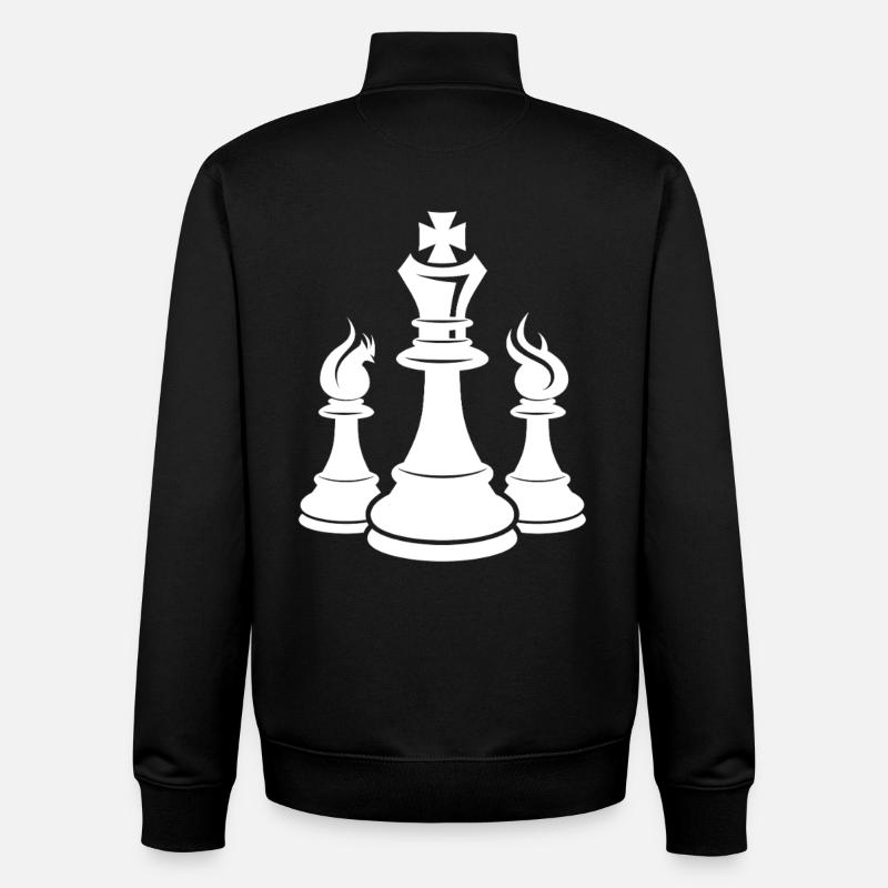 Dessin de pièces d’échecs - Sweat zippé unisexe en coton bio Stanley/Stella - noir