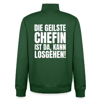 lustiger chefin spruch beste stolze chefin humor - Unisex Organic Zip Sweatshirt von Stanley/Stella - Flaschengrün - Hinten - AI Model Male 185 dark (185cm)