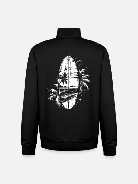 Surfboard Portrait - Unisex Organic Zip Sweatshirt by Stanley/Stella - black