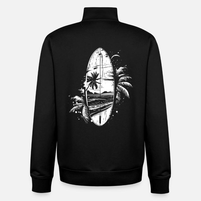 Surfbrett Porträt - Unisex Organic Zip Sweatshirt von Stanley/Stella - Schwarz