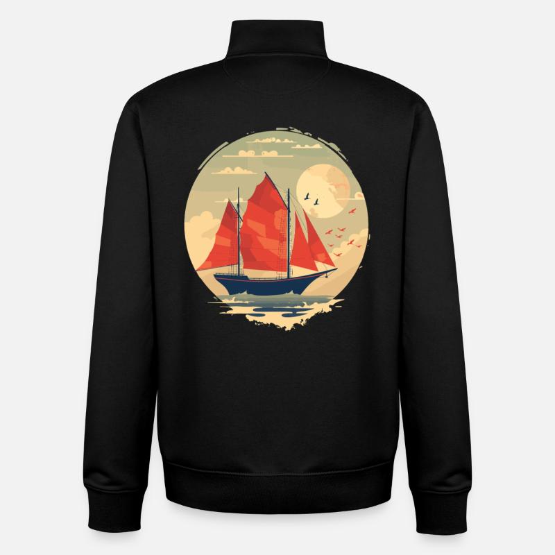 Segelschiff Porträt - Unisex Organic Zip Sweatshirt von Stanley/Stella - Schwarz