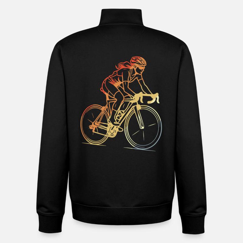 Retro Radfahrerin Line Art - Unisex Organic Zip Sweatshirt von Stanley/Stella - Schwarz