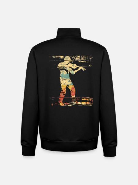 Violin Comic Style - Unisex Organic Zip Sweatshirt by Stanley/Stella - black