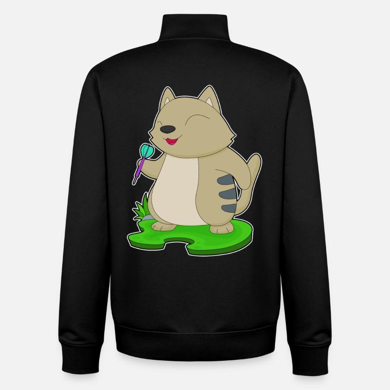 Cat Dart Dart - Sweat zippé unisexe en coton bio Stanley/Stella - noir