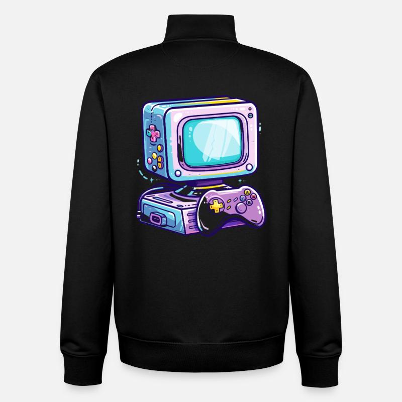 Gaming PC Comic Stil - Unisex Organic Zip Sweatshirt von Stanley/Stella - Schwarz
