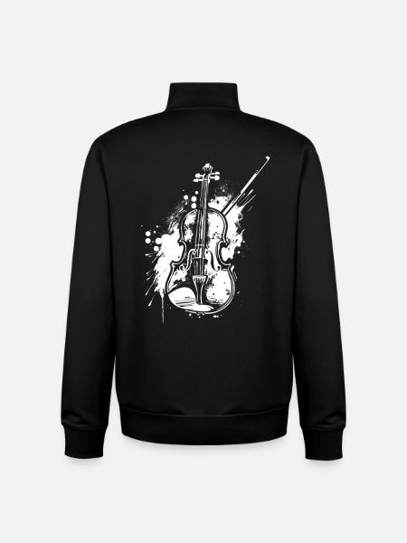 Violon drôle - Sweat zippé unisexe en coton bio Stanley/Stella - noir