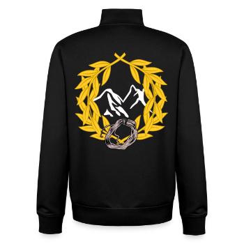 Bergsteiger Berge Berg klettern abseilen Lorbeer - Unisex Organic Zip Sweatshirt von Stanley/Stella - Schwarz - Hinten - AI Model Male 185 light (185cm)