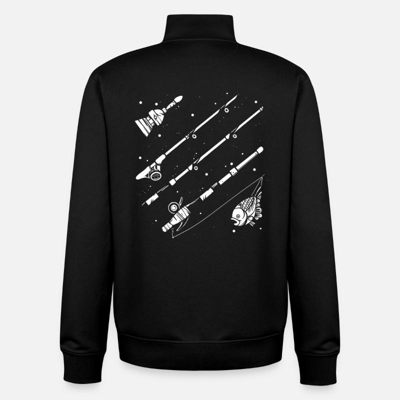 Dessin de pêche - Sweat zippé unisexe en coton bio Stanley/Stella - noir