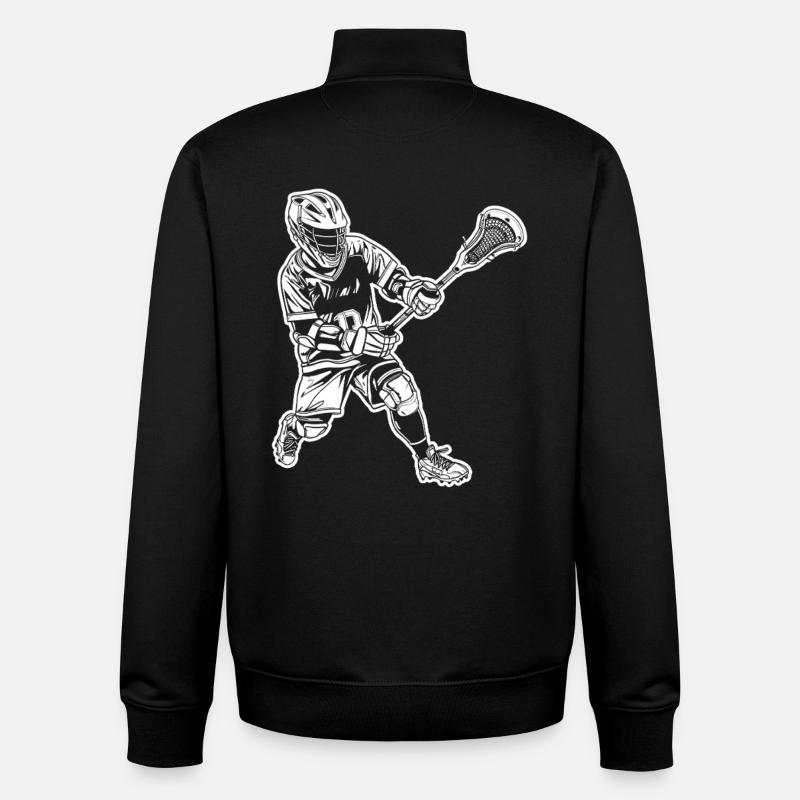 Lacrosse Player Drawing - Unisex Organic Zip Sweatshirt by Stanley/Stella - black