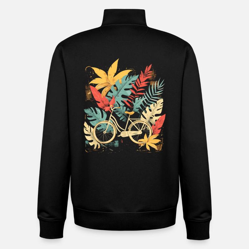 Bicycle Cartoon Look - Unisex Organic Zip Sweatshirt by Stanley/Stella - black