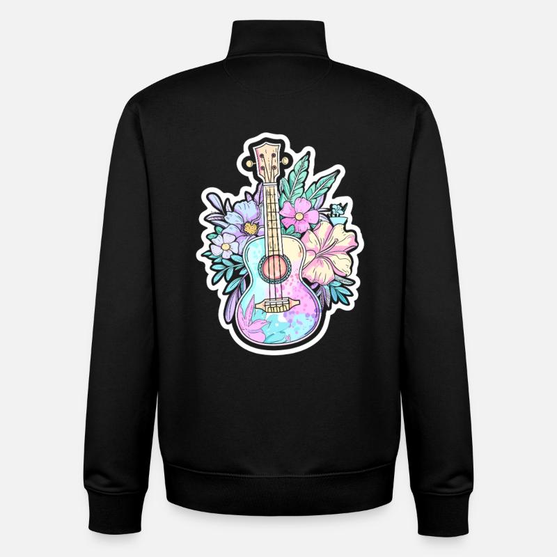 Ukulele Comic-Stil - Unisex Organic Zip Sweatshirt von Stanley/Stella - Schwarz