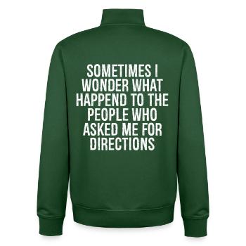 sometimes I wonder what happened to the people - Unisex Organic Zip Sweatshirt by Stanley/Stella - bottle green - Back - AI Model Male 185 dark (185cm)