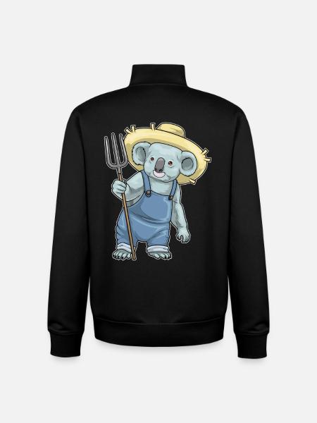Koala Farmer Pitchfork Farm - Unisex Organic Zip Sweatshirt by Stanley/Stella - black