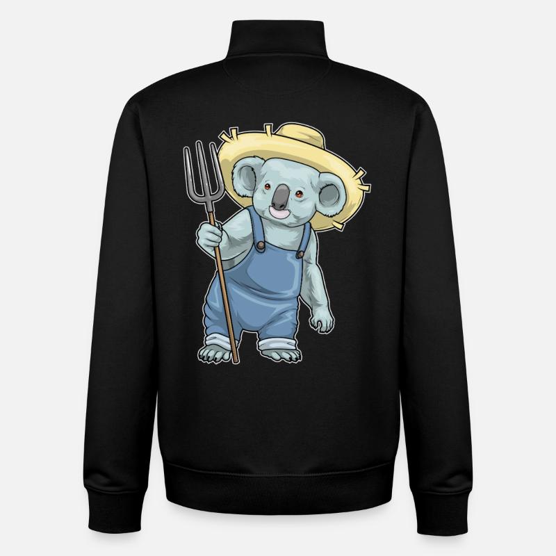 Fourche Koala Farmer - Sweat zippé unisexe en coton bio Stanley/Stella - noir